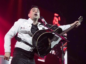 Hedley lead singer Jacob Hoggard performs during the band's final concert of their tour in Kelowna, B.C. on Friday, March 23, 2018.