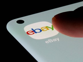 The eBay app is seen on a smartphone in this illustration taken July 13, 2021.
