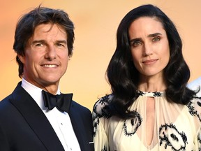 Tom Cruise and Jennifer Connelly attend the Royal Film Performance and UK Premiere of Top Gun: Maverick at Leicester Square on May 19, 2022 in London, England.