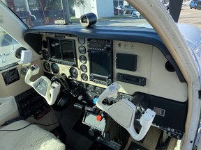 The cockpit of a single engine airplane is pictured in this file photo.