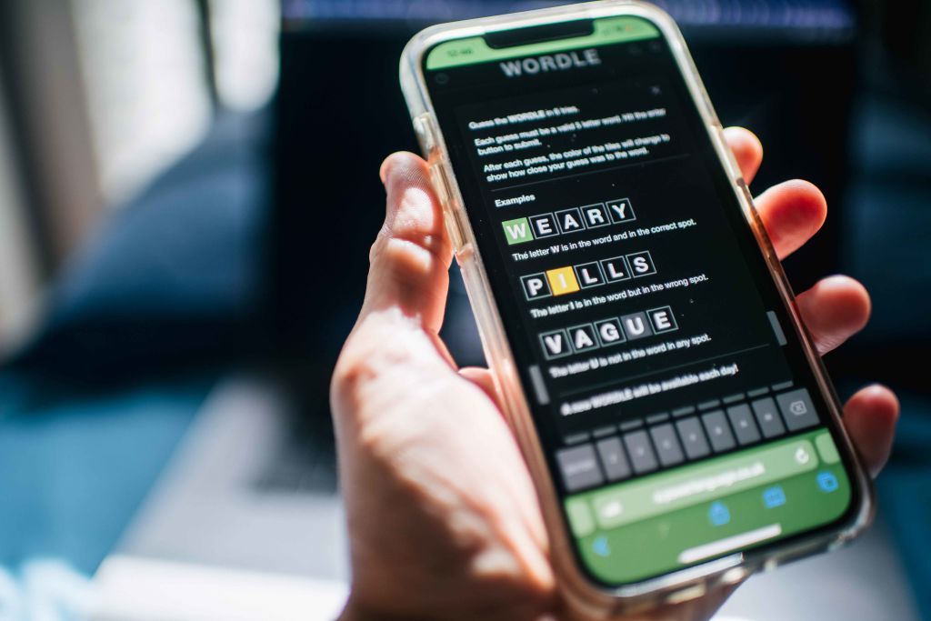 In this photo illustration, the word game Wordle is shown on a mobile phone on January 12, 2022 in Houston, Texas. (Photo Illustration by Brandon Bell/Getty Images)