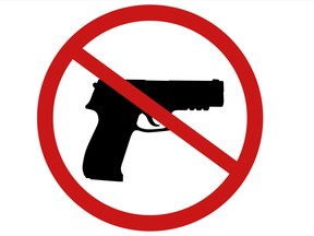 Prohibiting sign for gun. No gun sign. 3d illustration