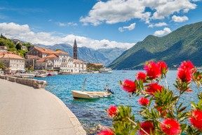 Scenic panorama view of the historic town of Perast on the famous Bay of Kotor in Montenegro. GETTY IMAGES