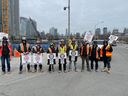 Members of the International Union of Operating Engineers picket at a construction site on Wednesday, May 4, 2022, at 185 Queens Quay West. 