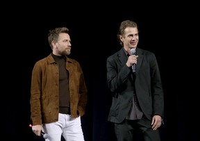 Ewan McGregor and Hayden Christensen attend the studio showcase panel at Star Wars Celebration for “Obi-Wan Kenobi” in Anaheim, Calif., on May 26, 2022.