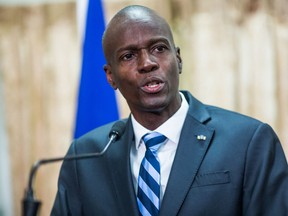 In this file photo, former Haitian President Jovenel Moise speaks at the swearing in ceremony for Prime Minister Jack Guy Lafontant at the National Palace in Port-au-Prince on February 24, 2017.