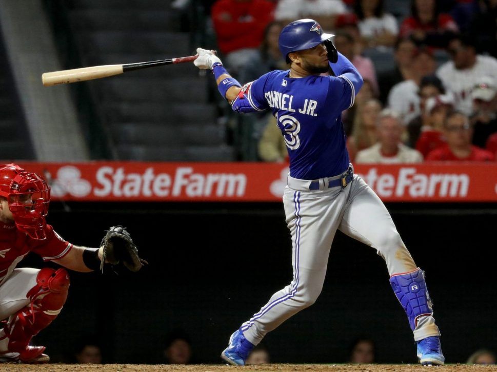 Toronto Blue Jays outfielder Lourdes Gurriel Jr., left, and Raimel