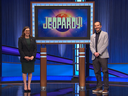 Jeopardy! host Mayim Biali and Matt Petroff, a management consultant from Toronto.