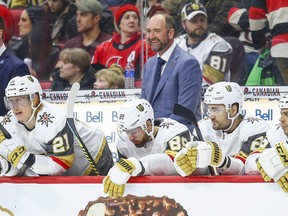 Head coach Peter DeBoer was fired by the Las Vegas Knights on Monday.
