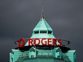 General view of the Rogers Building, quarters of Rogers Communications, in Toronto, Oct. 22, 2021.