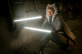 Ahsoka Tano, played by Rosario Dawson, in a scene from Season 2 of The Mandalorian.