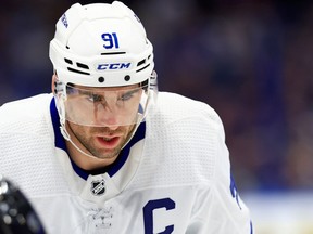 Toronto's John Tavares is still searching for his first goal of the series against Tampa Bay.