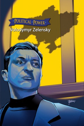 Handout image of a comic book cover about Ukraine’s President Volodymyr Zelenskyy, obtained on May 17, 2022.