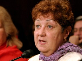 Norma McCorvey of Dallas, Texas, the "Roe" in the Roe v. Wade Supreme Court Case, testifies before the Senate Judiciary Committee  on Capitol Hill in Washington, D.C. June 23, 2005.