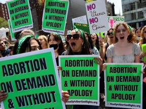 Students and others protest for abortion rights in New York City's Union Square, May 5, 2022.