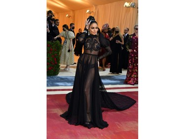 Actress Vanessa Hudgens arrives for the 2022 Met Gala at the Metropolitan Museum of Art on May 2, 2022, in New York.