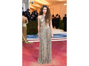 Model Kaia Jordan Gerber arrives for the 2022 Met Gala at the Metropolitan Museum of Art on May 2, 2022, in New York.