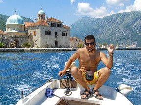 Visiting the island church by boat on the Bay of Kotor.