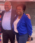 (L to R) Ontario Finance Minister Peter Bethlenfalvy, restaurant owner Courtney Anderson, restaurant customer Stephanie, Premier Doug Ford and Ajax PC candidate Patrice Barnes at Courtney's Restaurant and Bar in Ajax on Thursday, May 5, 2022.