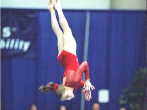 Canadian Abby Pearson scored 8.85 in the senior beam finals.  Finals of the Ortona Invitational Gymnastics meet at GMCC.....