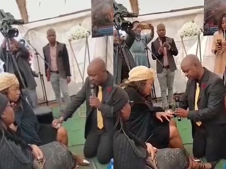  Man proposing during girlfriend’s father’s funeral. (M. Mojela/TikTok)