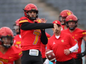 University of Calgary Dinosaurs Quarterback Matteo Spoletini will be at training camp with the Stampeders as part of the CFL’s Canadian quarterback internship program.