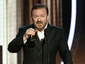 Ricky Gervais hosts the Golden Globes January 2020 Getty
