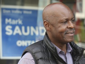 PC candidate for the Don Valley West riding Mark Saunders outside his office on Bayview Ave. on Friday, May 20, 2022.