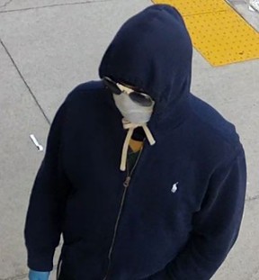 Security footage of a one of two suspects in a pharmacy robbery in Milton. HALTON REGIONAL POLICE HANDOUT