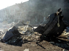 A site of a shopping centre destroyed by shelling is pictured amid Russia's invasion of Ukraine, in Odesa, May 10, 2022.