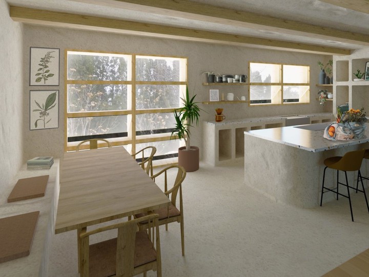  Interior with windows — those are the windows made of wood by Environmental Design student Rachel Morris.