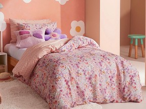 Getting teens busy with a summer decorating project of their bedroom isa fabulous way to nurture their creativity, individuality and problem-solving skills. KAS Floral Watercolour Duvet Cover Set. $130. SIMONS.CA