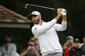 Dustin Johnson of the United States plays his shot from the 16th tee during the first round of the RBC Canadian Open at Hamilton Golf and Country Club on June 6, 2019 in Hamilton.