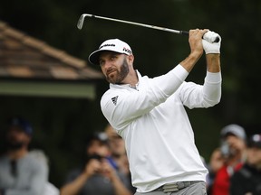 Dustin Johnson of the United States plays his shot from the 16th tee during the first round of the RBC Canadian Open at Hamilton Golf and Country Club on June 6, 2019 in Hamilton.