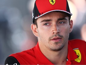Charles Leclerc of Monaco and Ferrari talks to the media in the Paddock prior to practice ahead of the F1 Grand Prix of Canada at Circuit Gilles Villeneuve on June 17, 2022 in Montreal, Quebec.
