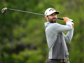 Adam Hadwin of Canada plays his shot from the eighth tee during the third round of the 122nd U.S. Open Championship at The Country Club in Brookline, Massachusetts on Saturday.