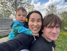 Stage manager Alan Parry (right), wife Bayarma and son, Ashton (Cirque du Soleil photo)