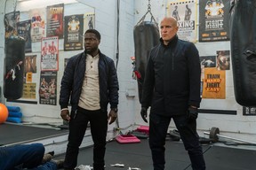 Kevin Hart as Teddy and Woody Harrelson as The Man From Toronto in The Man From Toronto.