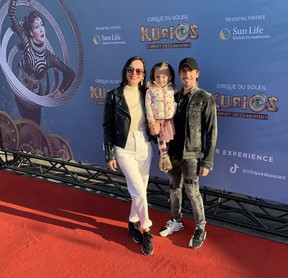 Facundo Gimenez (right), wife Fabiola and daughter, Aria, who has grown up in the circus. (Cirque du Soleil photo)