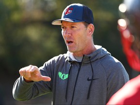 Nathan Chapman head punting coach talks to players during a training session at the Prokick training facilities in Glen Iris, on May 07, 2019 in Melbourne, Australia.