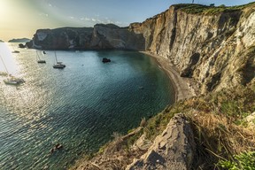 Chiaia di Luna beach at sunset on Ponza island, Italy. GETTY