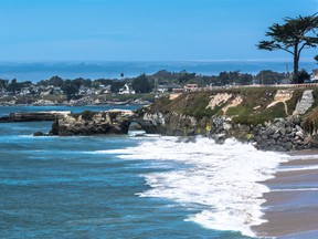 View of the coast along Pacific Grove in Monterey Bay, California.