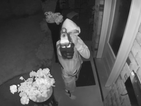 A screengrab from home surveillance video of a person at a Cobourg home on Monday, May 30, 2022.