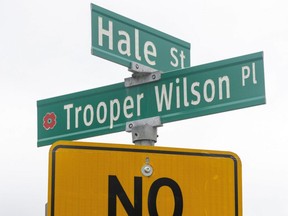 London city council voted Tuesday to remove Trooper Mark Wilson's name from an east London street and a park in northwest London after learning last week he had pleaded guilty in a military court to assaulting a fellow military recruit in 2004. Wilson died in Afghanistan two years later. (Mike Hensen/The London Free Press)