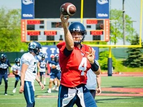 Argonauts starting quarterback McLeod Bethel-Thompson has the benefit of a full season
of learning head coach Ryan Dinwiddie’s offence.