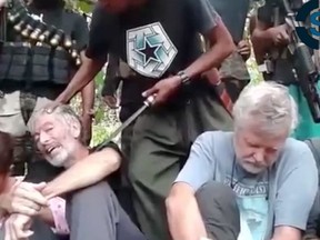 The Abu Sayyaf terrorist group released a video in 2016 demanding more than $100-million for the release of four hostages, including two Canadians, who were kidnapped from a resort in the southern Philippines. The video obtained by the SITE Intelligence Group showed black-clad gunmen standing over Canadians John Ridsdel and Robert Hall, as well Hall’s girlfriend Marites Flor and Norwegian Kjartan Sekkingstad.
