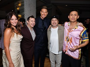 Genesis Rodriguez, Ted Biaselli, Tom Hopper, Steve Blackman, and David Castaneda attend the Season 3 premiere of Netflix's "The Umbrella Academy" on June 17, 2022 in West Hollywood, California.