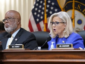 Capitol riot panel blames Trump for 'attempted coup' Vice Chair Liz Cheney, R-Wyo., gives her opening address as Committee Chair Rep. Bennie Thompson, D-Miss., left, watches as the House select committee investigating the Jan. 6 attack on the Capitol holds its first public hearing to reveal the findings of a year-long investigation, at the Capitol in Washington , Thursday, June 9, 2022.