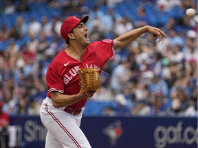 Jun 5, 2022; Toronto, Ontario, CAN; Toronto Blue Jays pitcher Andrew Vasquez pitches to the Minnesota Twins during the eighth inning at Rogers Centre.