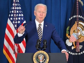 U.S. President Joe Biden speaks about the May 2022 Jobs Report from the Rehoboth Beach Convention Center on June 3, 2022, in Rehoboth Beach, Del.
